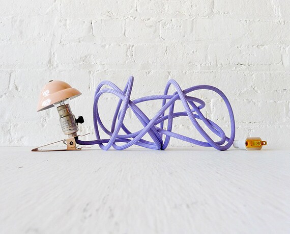 Little Miss Tinker Pink - Industrial Night Light Clip with Lavender Color Cord