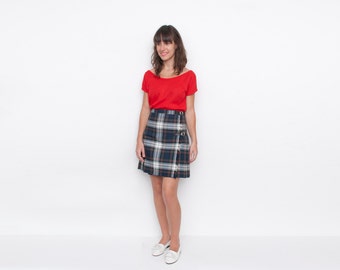 NOS Vintage Pleated plaid mini Skirt size S