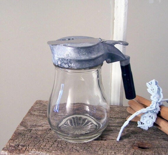Vintage Syrup Dispenser small glass pitcher by OldTimePickers