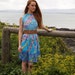 Meribelle, French Vintage, 1970s Turquoise Midi Dress with Pleat Skirt, from Paris