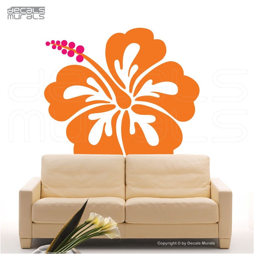Wall decals HAWAIIAN FLOWER HIBISCUS Large vinyl decor