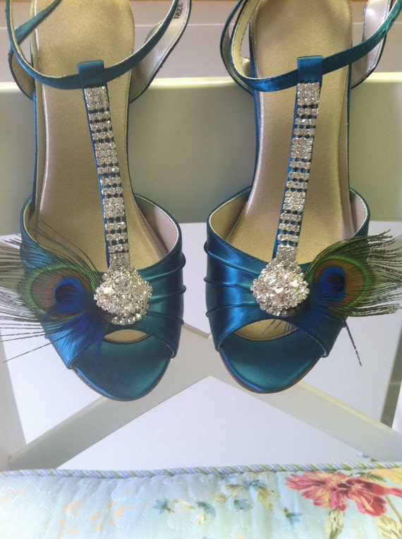 Peacock Shoes - Peacock Wedding - T Strap - Blue Wedding Shoes - Blue Shoes - Dyeable Shoes - Choose From Over 100 Colors - Parisxox Shoes