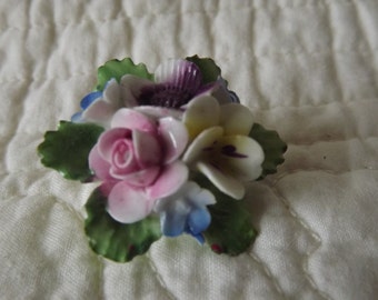 Vintage Made in England China Floral Brooch Pin