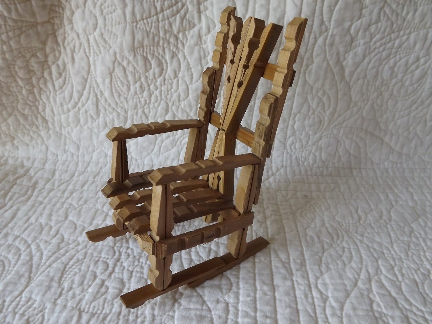 Miniature Wood Chair made out of Clothespins