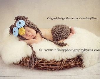 OWL HAT and diaper cover Newborn, Halloween costume Photo Prop, Animal Baby OWL Hat, Photography Hat Kids Costume Halloween by NewBabyPhoto