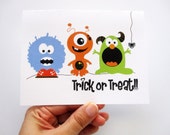 Halloween Card, Trick or Treat cute monster card A333 Il_170x135