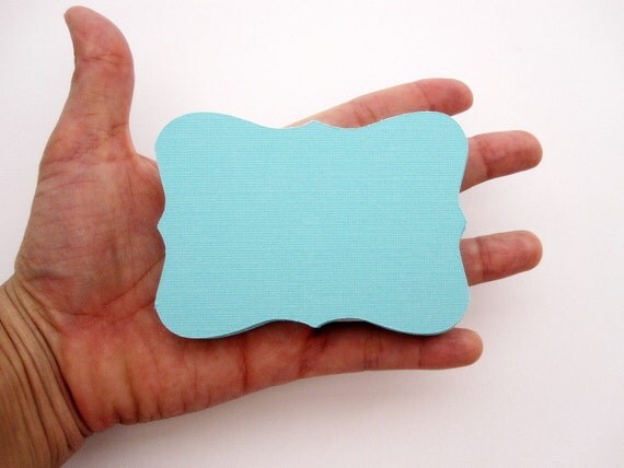 48 Bracket cards in Turqouise Cardstock (3.5 x 2.5 inches) die cuts MariaPalito A16 Il_570xn