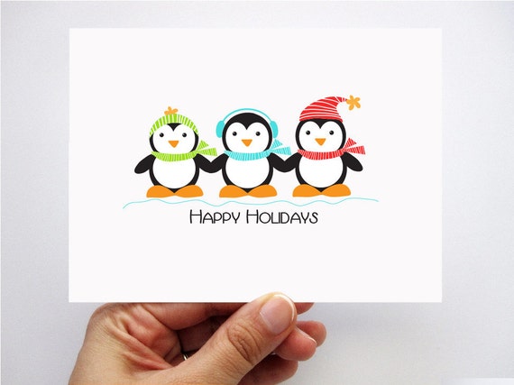Penguin Christmas Cards, Penguin Christmas Cards, Children's CardA316 Il_570xn