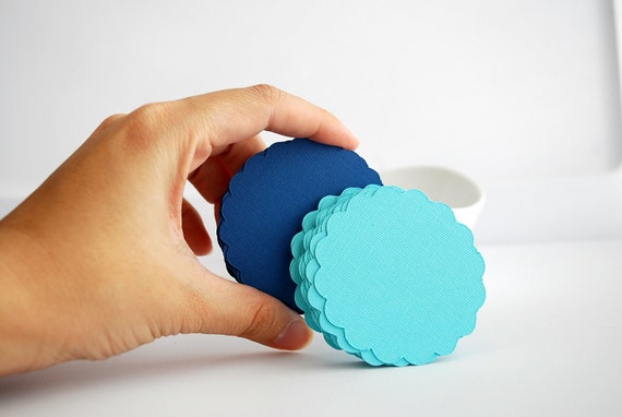 32 scalloped die cut circles (2.5 inches) Textured Cardstock Die Cut A88 Il_570xn