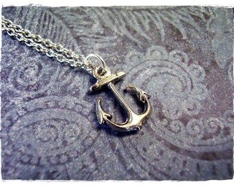 Tiny Silver Anchor Necklace - Antique Pewter Anchor Charm on a Delicate Silver Plated Cable Chain or Charm Only