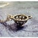 Silver Colander Necklace - Antique Pewter Colander Charm on a Delicate 18 Inch Silver Plated Cable Chain