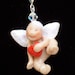 Pendant Guardian Angel Heart in polymer clay and 925 real Sterling Silver