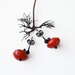 small stud earrings made of natural red nuts - botanical jewelry - ethnic earrings - eco friendly