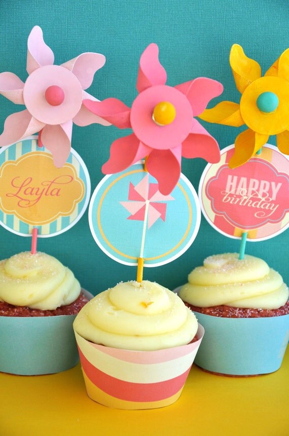 Pinwheel Party PRINTABLE DIY Full Birthday Collection by Love The Day Il_570xn