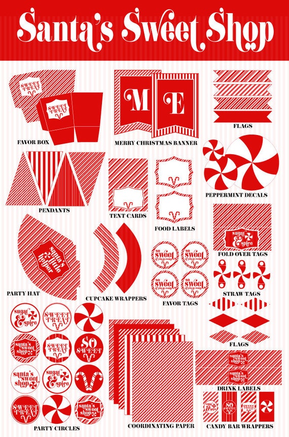 Christmas PRINTABLE Peppermint Party (INSTANT DOWNLOAD) Collection by Love The Day Il_570xn