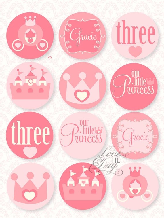Pinkalicious Princess Birthday PRINTABLE Party Circles by Love The Day Il_570xn