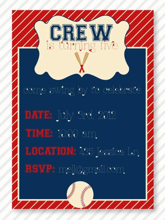 Baseball Birthday Party PRINTABLE DIY Invitation by Love The Day Il_570xn