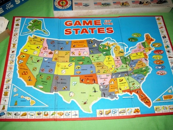 Items similar to GAME ot the STATES Board Game 1960 Vintage Milton ...