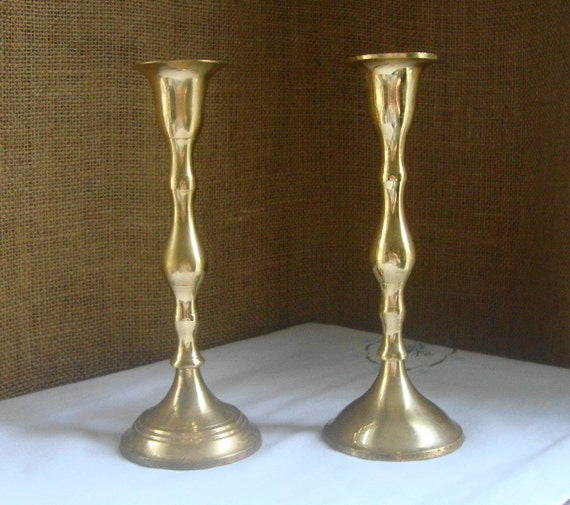 Vintage Brass Taper Candle Holders Made In India 6296