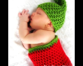 CROCHET PATTERN - Chili Pepper Cocoon and Matching Hat Set - Great as a Photo Prop or Baby Costume - Easy - PDF 403 - Sell what you Make