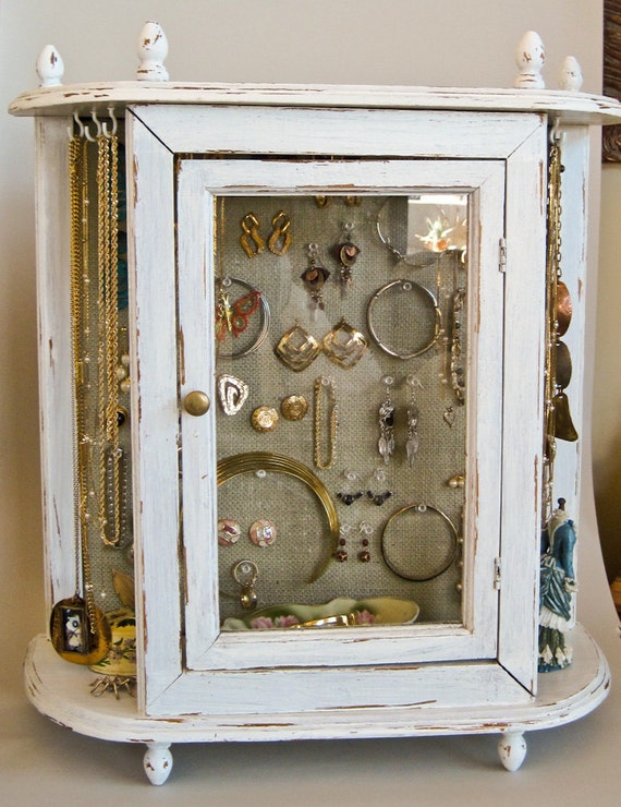 Jewelry Jewelry Armoire 20 x 22 Hand Painted White and
