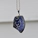 Beach Pottery Necklace - Blue Willow - Cobalt Blue and White Pattern - Sterling Silver