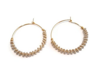 Wire Weave Jewelry Hoop Earrings Coiled Hoops Woven Wire Wrapped Gold and Silver Hoop