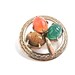 Vintage 12K Gold Fill Scarab Pin - Signed Filigree 3 Leaf Clover Egyptian Revival Jewelry / Shamrock Brooch