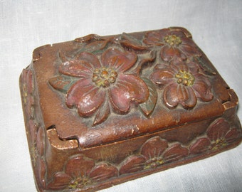 Syroco Box/ Vintage Box/ Mid Century Box/ Card Box/ Storage Box/ Magnolia /Divided Box/ c.1950s By Gatormom13 JUST REDUCED