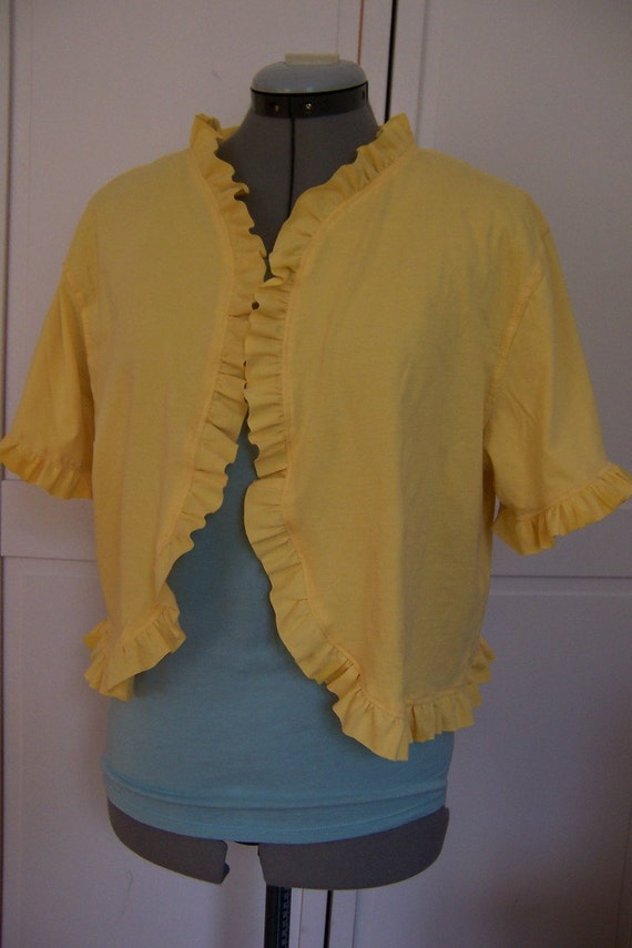 Womens Organic Cotton Ruffle Bolero Shrug Jacket Size