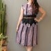 M-L vintage semi sheer party dress scarf print 1970s