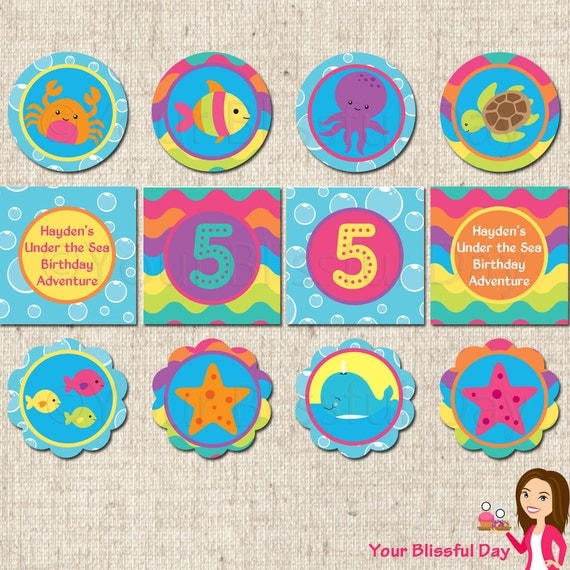 PRINTABLE Under the Sea Party Circles (Personalized) Il_570xn