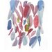 Painting abstract art watercolor red blue white green shapes summer leaves modern home decor