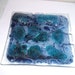 Vintage blue fused art glass candy dish, trinket holder, ashtray