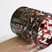 Stained Glass Tea Light Candle Holder "Ancient Symbols in Modern Look" Red, Black and Silver