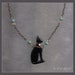 Egyptian Bastet necklace in black or in  turquoise and light brown color - seated cat - Dea Bastet Egiziana