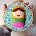 Matryoshka felt embroidery hoop, russian doll