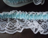 Blue Satin elastic Garter Lace by the yard