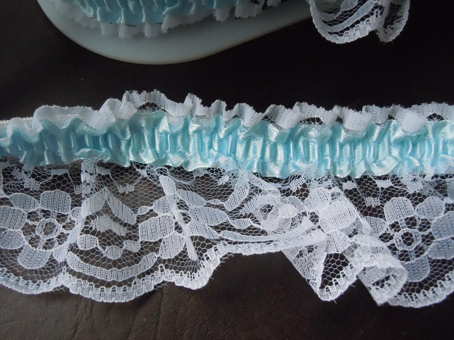 Blue Satin elastic Garter Lace by the yard