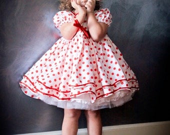 Shirley Temple Polka Dot Girls Dress Set, Stand up and Cheer Dress, Girls Costumes, Dance and Pageant Costume, Outfit of Choice, OOC