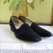 Vintage Shoes // 80s Navy Blue Italian Suede Leather // 8 // 39