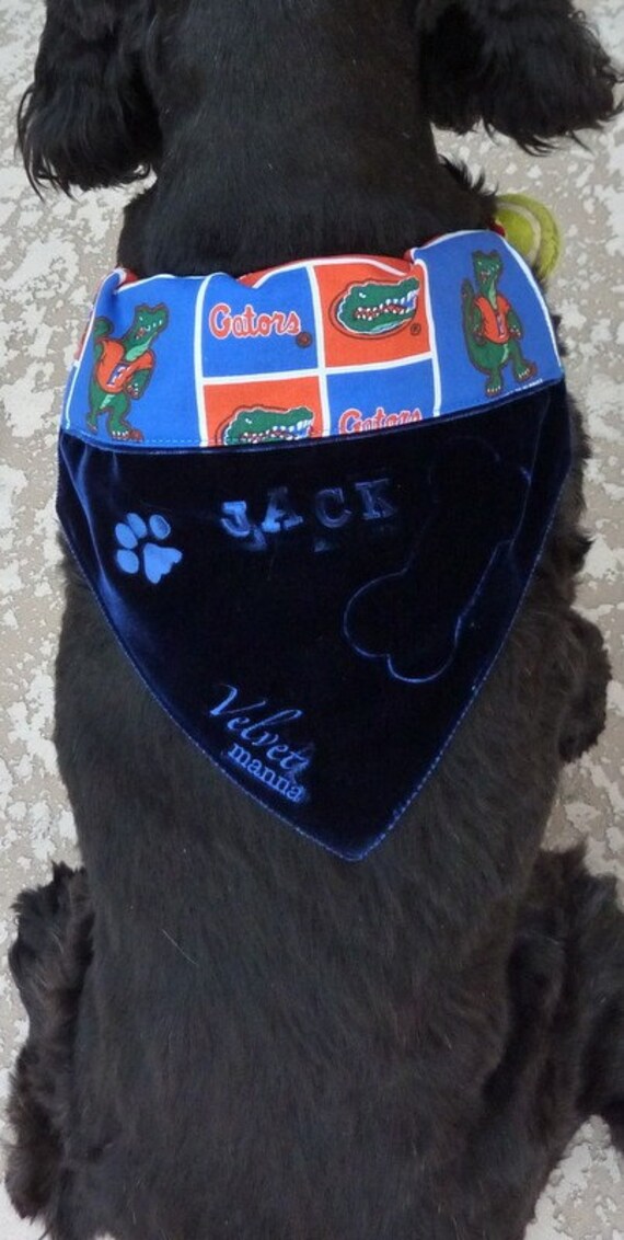Dog Bandana Over Collar Custom Pet Reversible UF Gators Blue