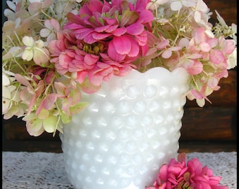 Large Vintage Milk Glass Hobnail Planter / My Milk Glass Wedding / Milk Glass Centerpiece