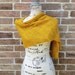 SALE Hand Knit Wrap Amber Yellow - Diagonal Scarf - Unisex, Head Wrap, Prayer Shawl