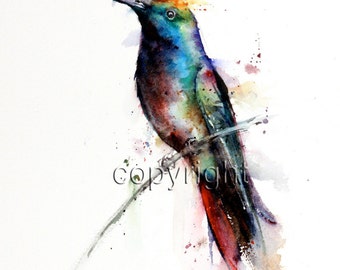 HUMMINGBIRD Watercolor Bird Art Print by Dean Crouser