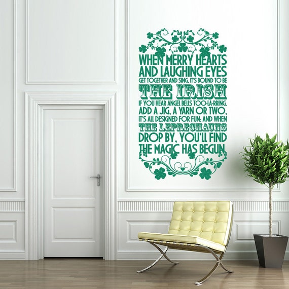 St Patrick s Day Wall  Decal Sign The Irish  holiday