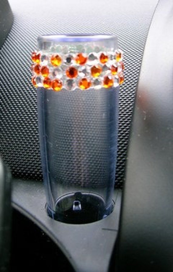 VW Beetle Flower Vase Diamond and Orange Bling