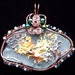 Wire Wrapped Coral Reef Authenic Sea Glass Copper Splash Pendant