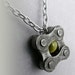 Bike jewelry Cycling Pendant recycled metal bike chain yellow glass