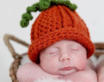 Newborn Pumpkin Hat, Cute Lil Pumpkin Hat, Baby Pumpkin Hat, Newborn Baby Crochet PHOTO PROP